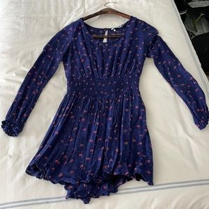 Long Sleeve Blue Mini Dress